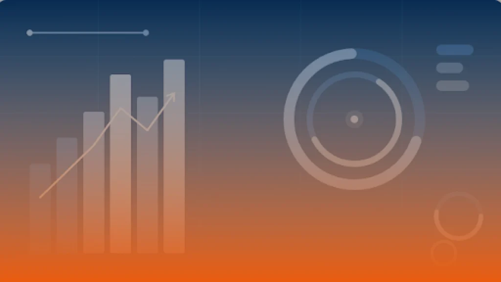 Whissel Strategies Bar chart, line graph, and circular infographic displayed on a gradient background from blue at the top to orange at the bottom. Toronto Digital Marketing Agency